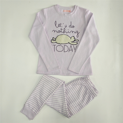 Embroidered Purple Cotton Winter Girl Kids Family Pajamas for a Cozy and Warm Winter Season