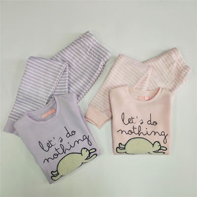 Embroidered Purple Cotton Winter Girl Kids Family Pajamas for a Cozy and Warm Winter Season