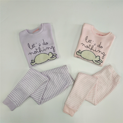 Embroidered Purple Cotton Winter Girl Kids Family Pajamas for a Cozy and Warm Winter Season