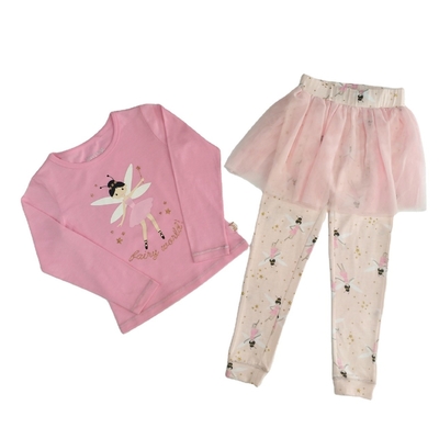 Full Print Pants Girls Princess Print Cotton Pajamas Sets for Beautiful Kids Clothing