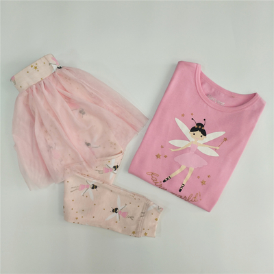 Full Print Pants Girls Princess Print Cotton Pajamas Sets for Beautiful Kids Clothing
