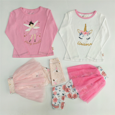 Full Print Pants Girls Princess Print Cotton Pajamas Sets for Beautiful Kids Clothing