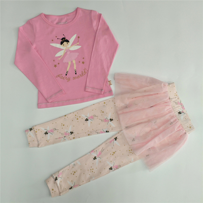 Full Print Pants Girls Princess Print Cotton Pajamas Sets for Beautiful Kids Clothing