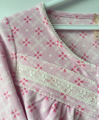 Super Comfortable V-neck Women's Winter Pajamas with Long Sleeve in Full Print Fleece