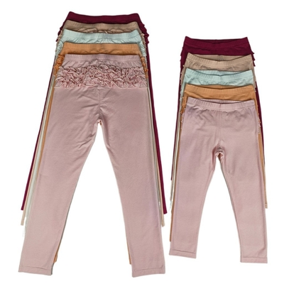 Soft Hand Feel and Ruffle Design Baby Long Pants for Baby Girl in Casual Style Leggings