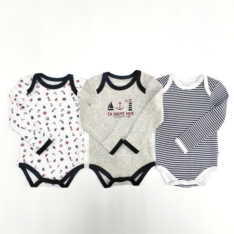 Unisex Snap Button Closure Organic Cotton Infants Long Sleeve Bodysuit Baby Clothes Romper