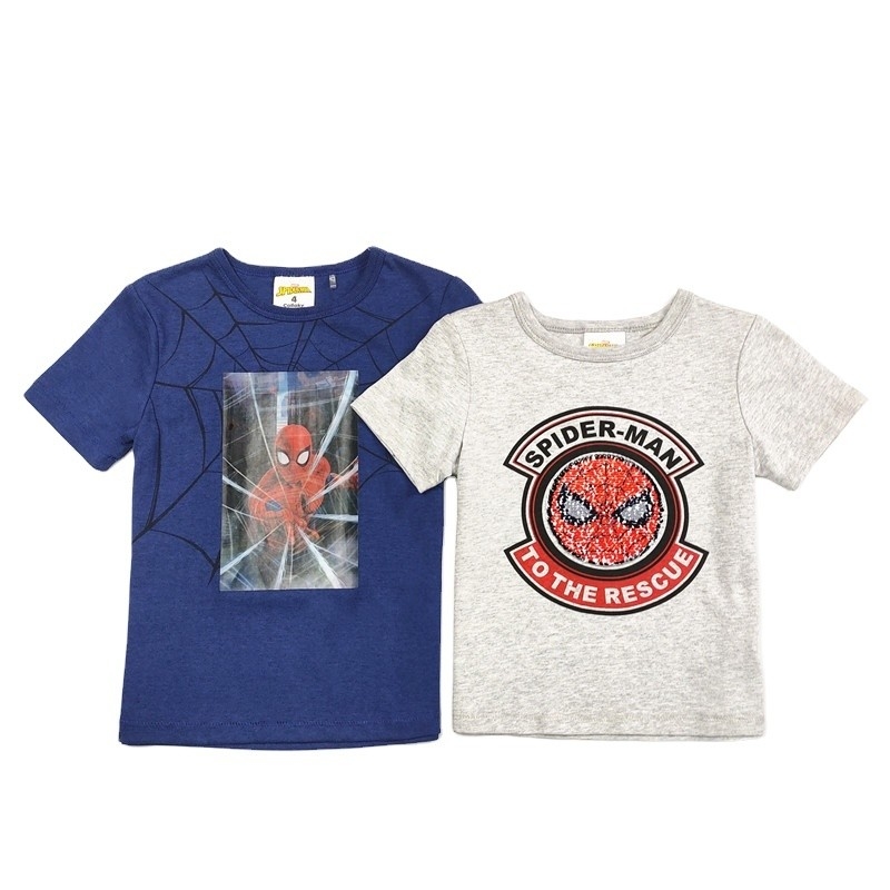 Sequin Glitter Spider-Man Print Kids T-Shirt Short Sleeve O-Neck Casual Children's Tee