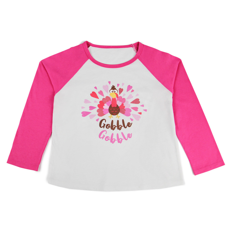 100% Cotton Raglan Long Sleeve Toddler Girls T-Shirts with Western Graphic Halloween Print