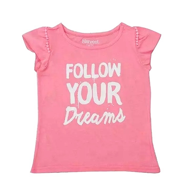 Print Pattern Type O-neck 100% Cotton Baby T-shirts Girl Tops for Newborns in Summer