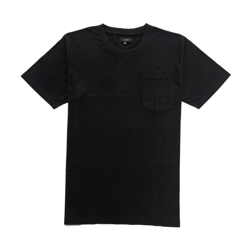 Anti-wrinkle Oversize Men's Front Pocket T-shirt Custom Designer Plain Cotton T-shirt
