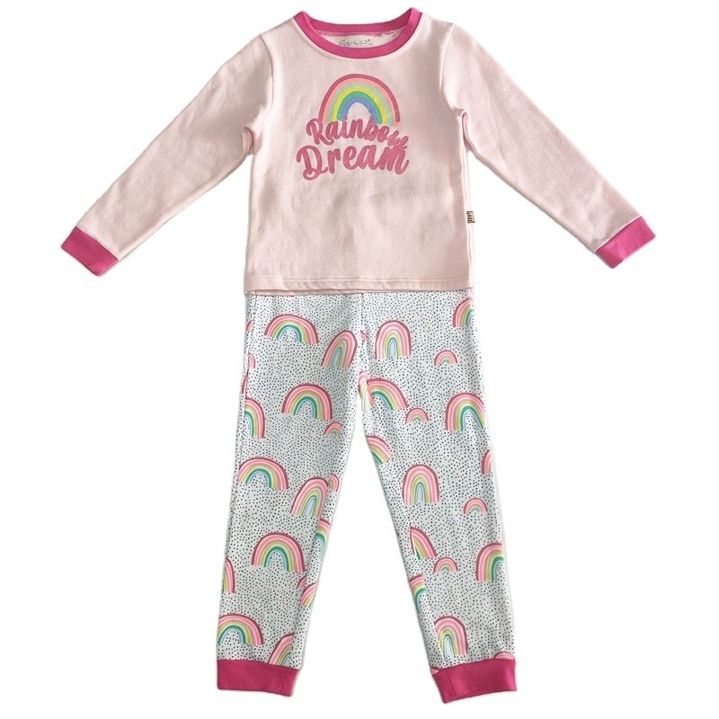 Customized Winter Home Wear Clothes Set Printed Kids Pajamas for Girls
